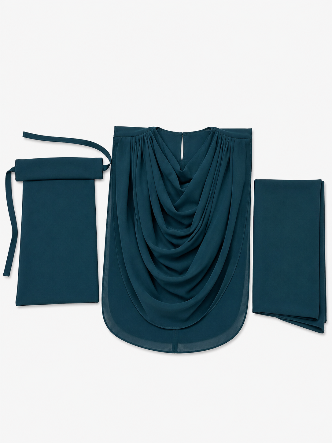 Extra Coverage Pleated Hijab Set – Teal