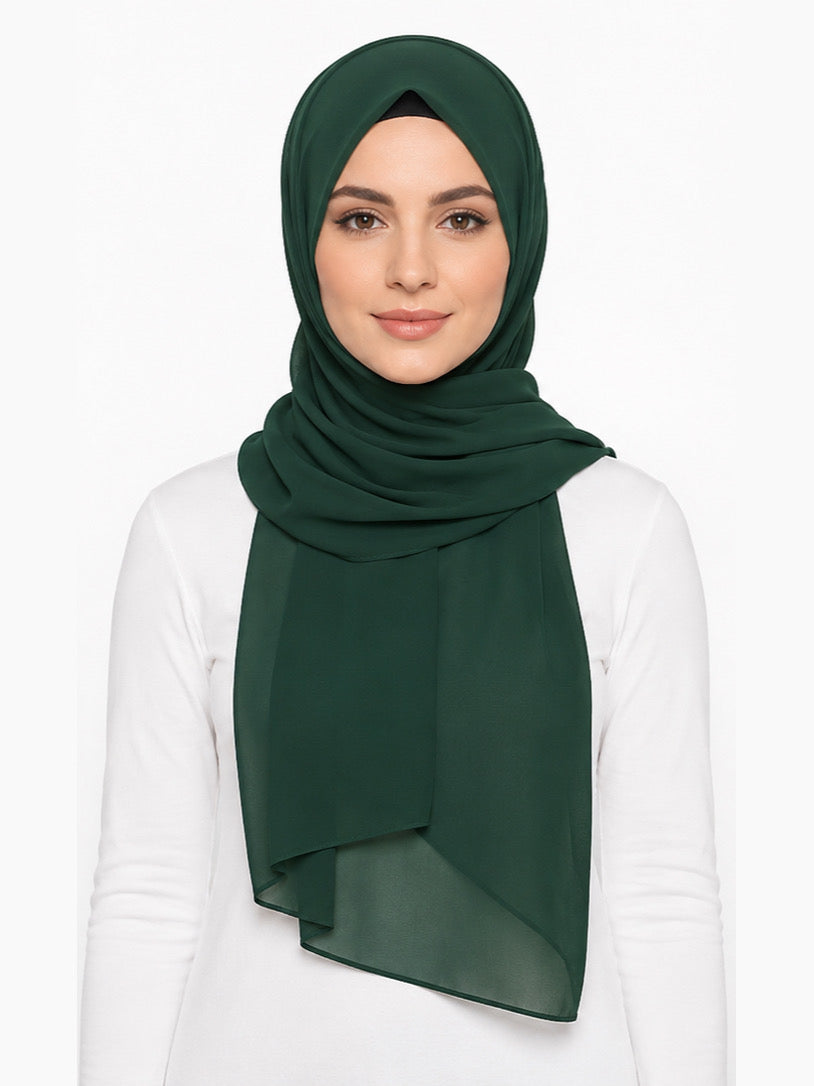 Bottle green georgette hijab shade 16