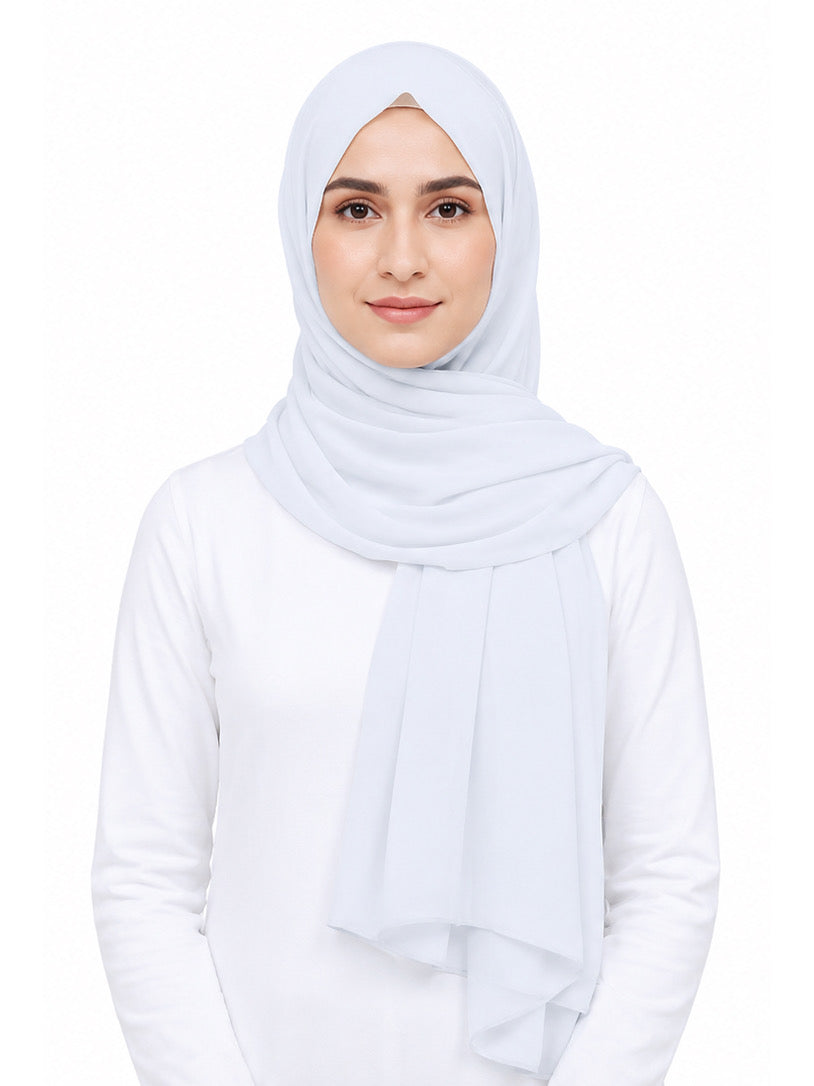Bluish White Georgette Hijab - Shade 2