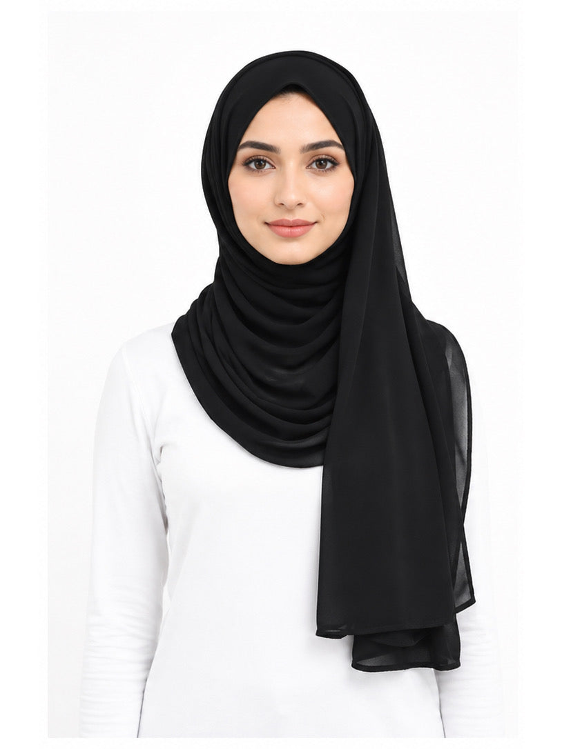 Black Georgette Hijab - Shade 3