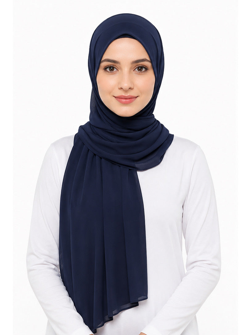 Navy Blue Georgette Hijab - Shade 14