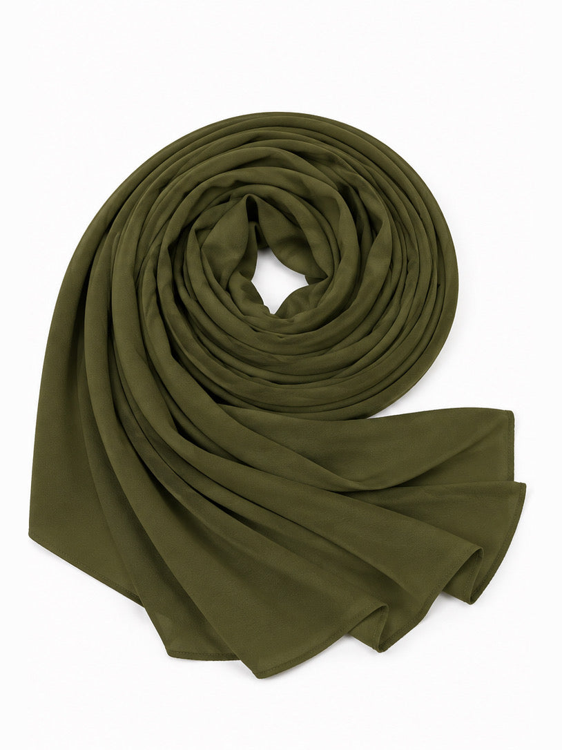Olive Green Georgette Hijab - Shade 91
