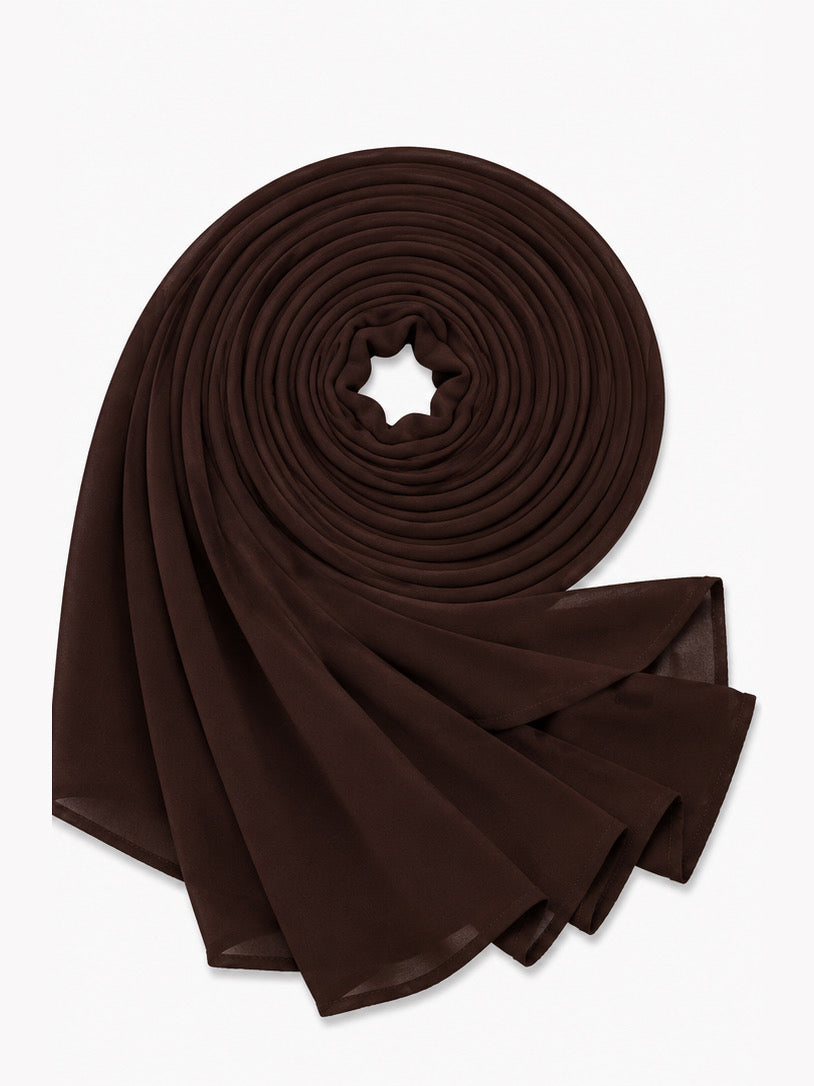Chocolate Brown Georgette Hijab - Shade 12