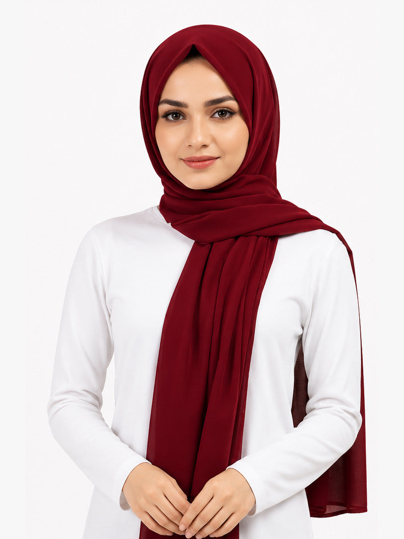 Reddish Maroon Georgette Hijab - Shade 88