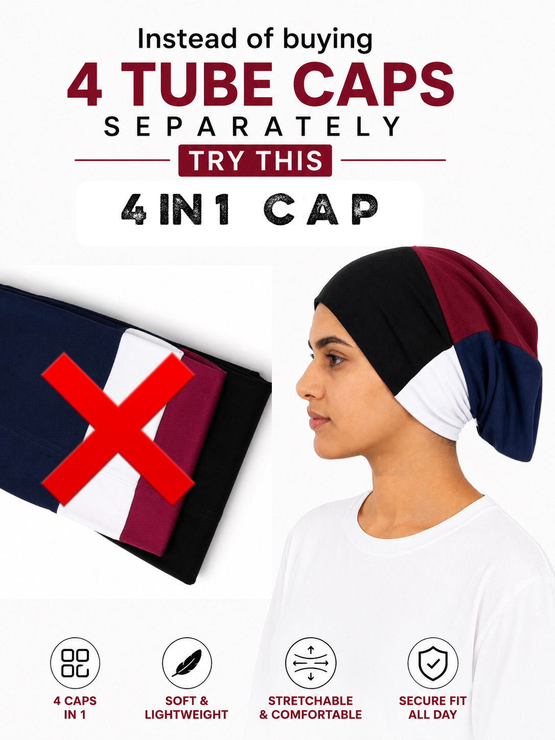 4-in-1 Hijab Cap – Basic