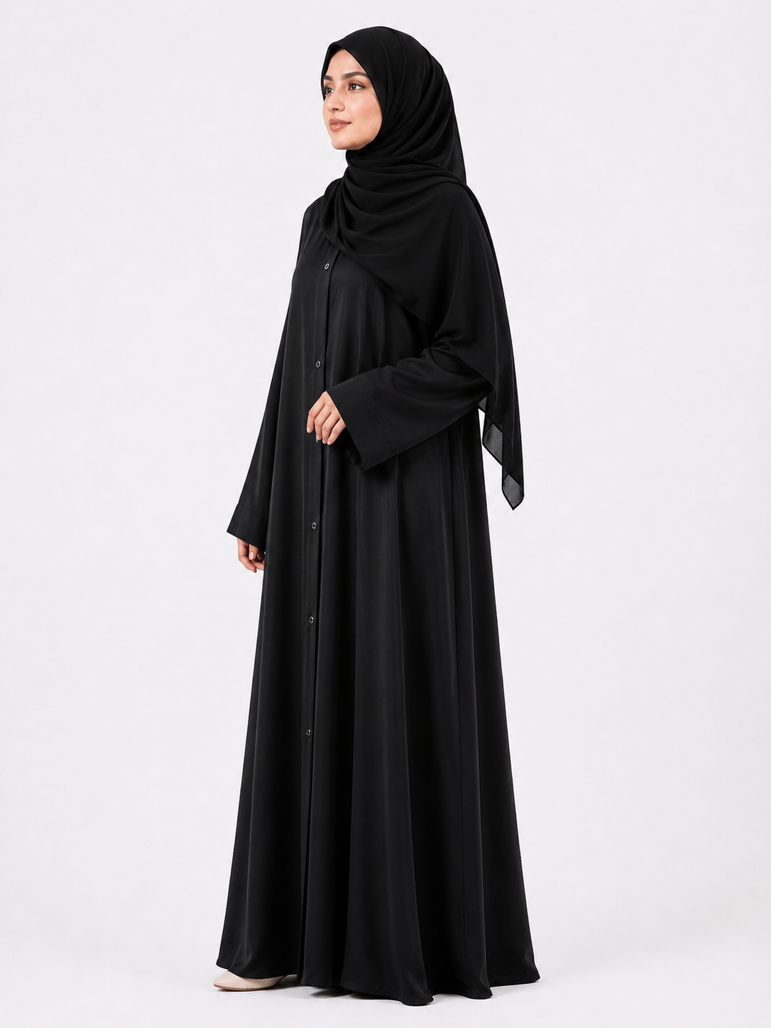 Korean Shiny Nida Abaya - Black