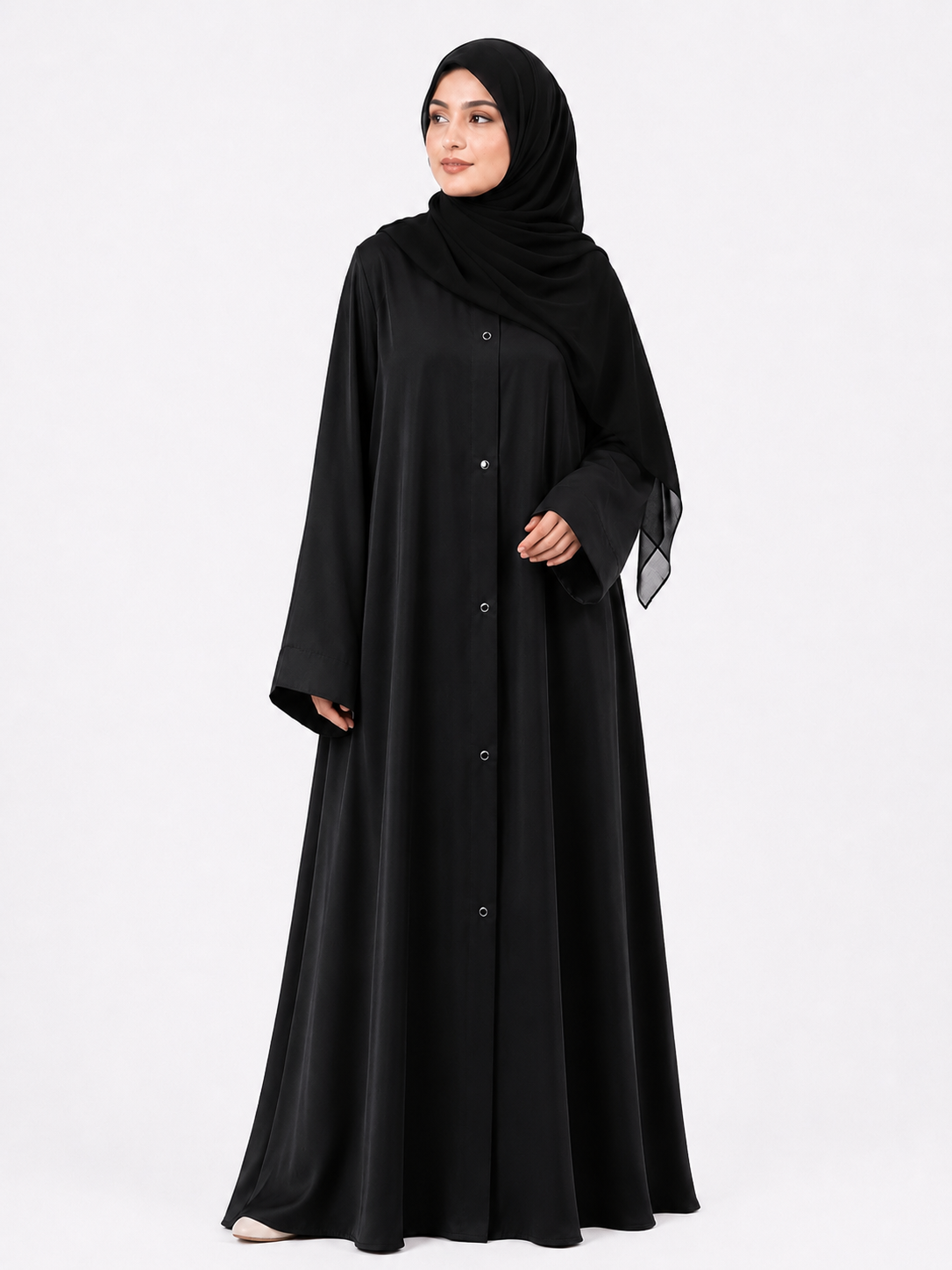 Korean Shiny Nida Abaya - Black
