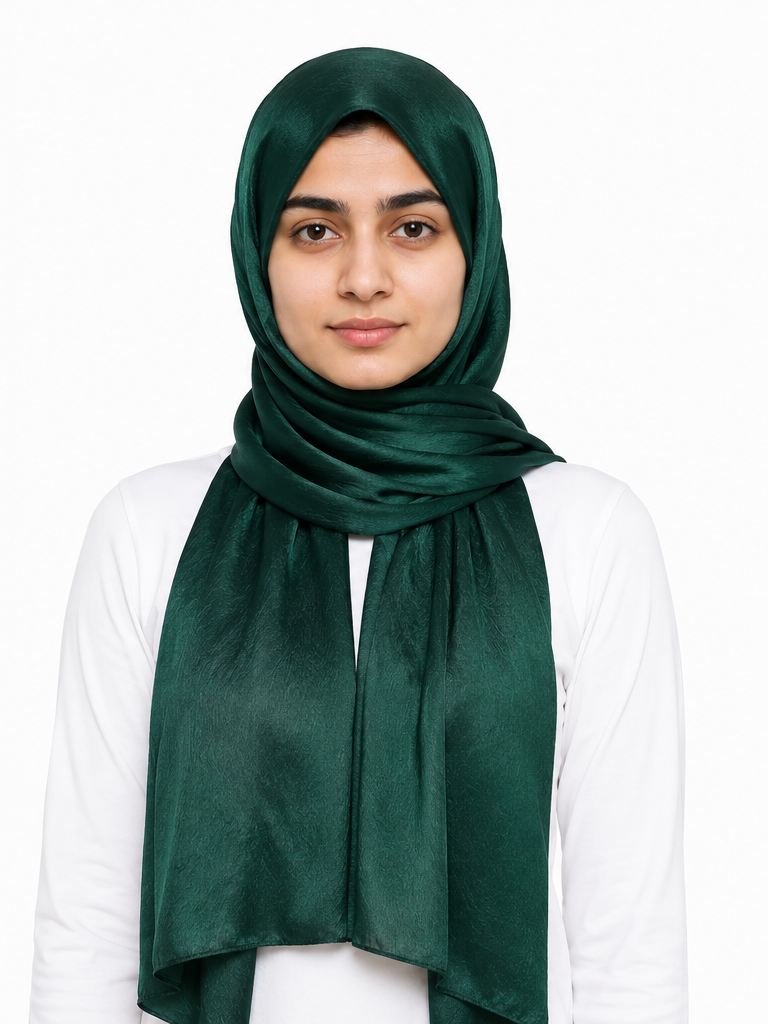 Crinkle Silk Hijab – Bottle Green