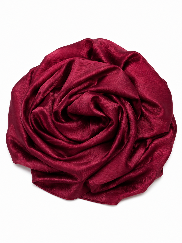 Crinkle Silk Hijab – Burgundy Maroon