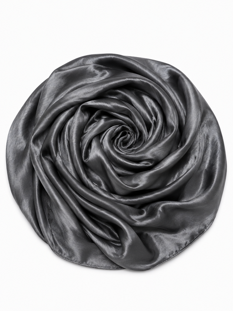 Crinkle Silk Hijab – Coal Grey