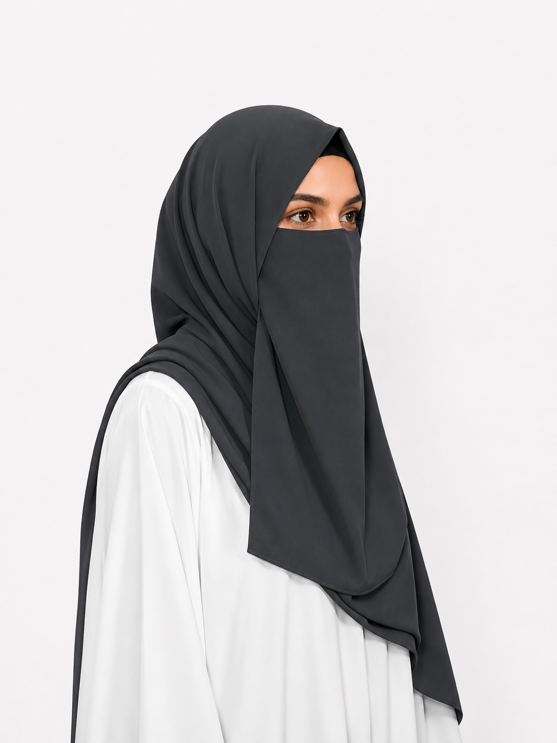Hijab & Niqab Set - Coal Grey