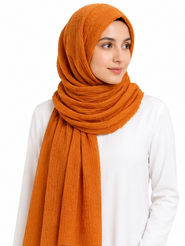 Crimped Hijab - Deep Mustard