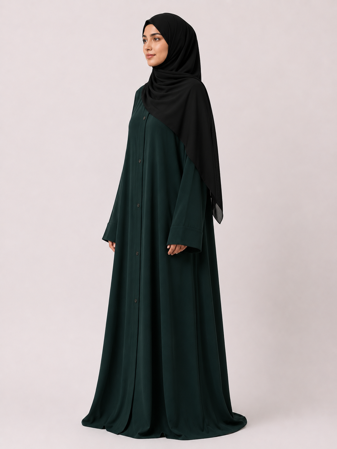 Korean Shiny Nida Abaya - Green
