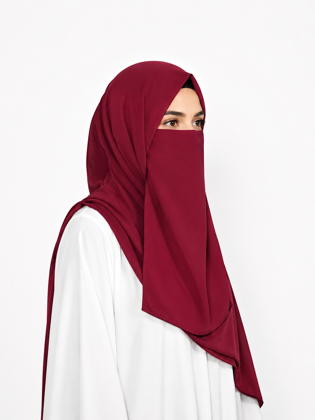 Half Niqab Dori - Reddish Maroon