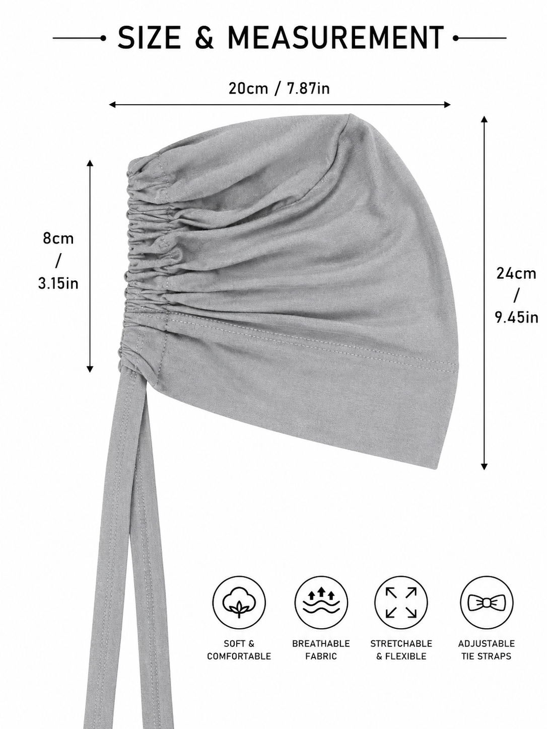 Turban Cap - Light Grey