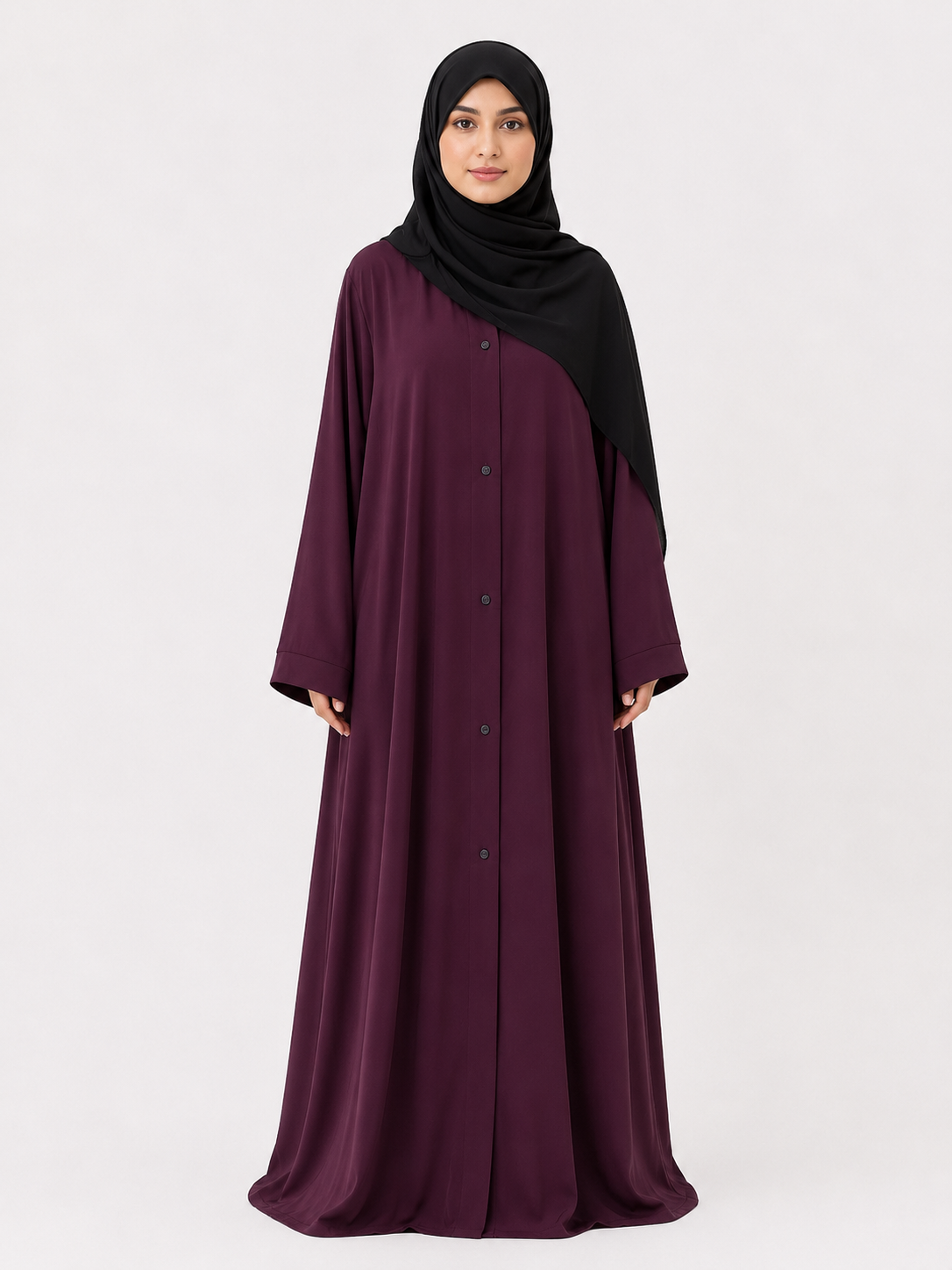 Korean Shiny Nida Abaya - Maroon