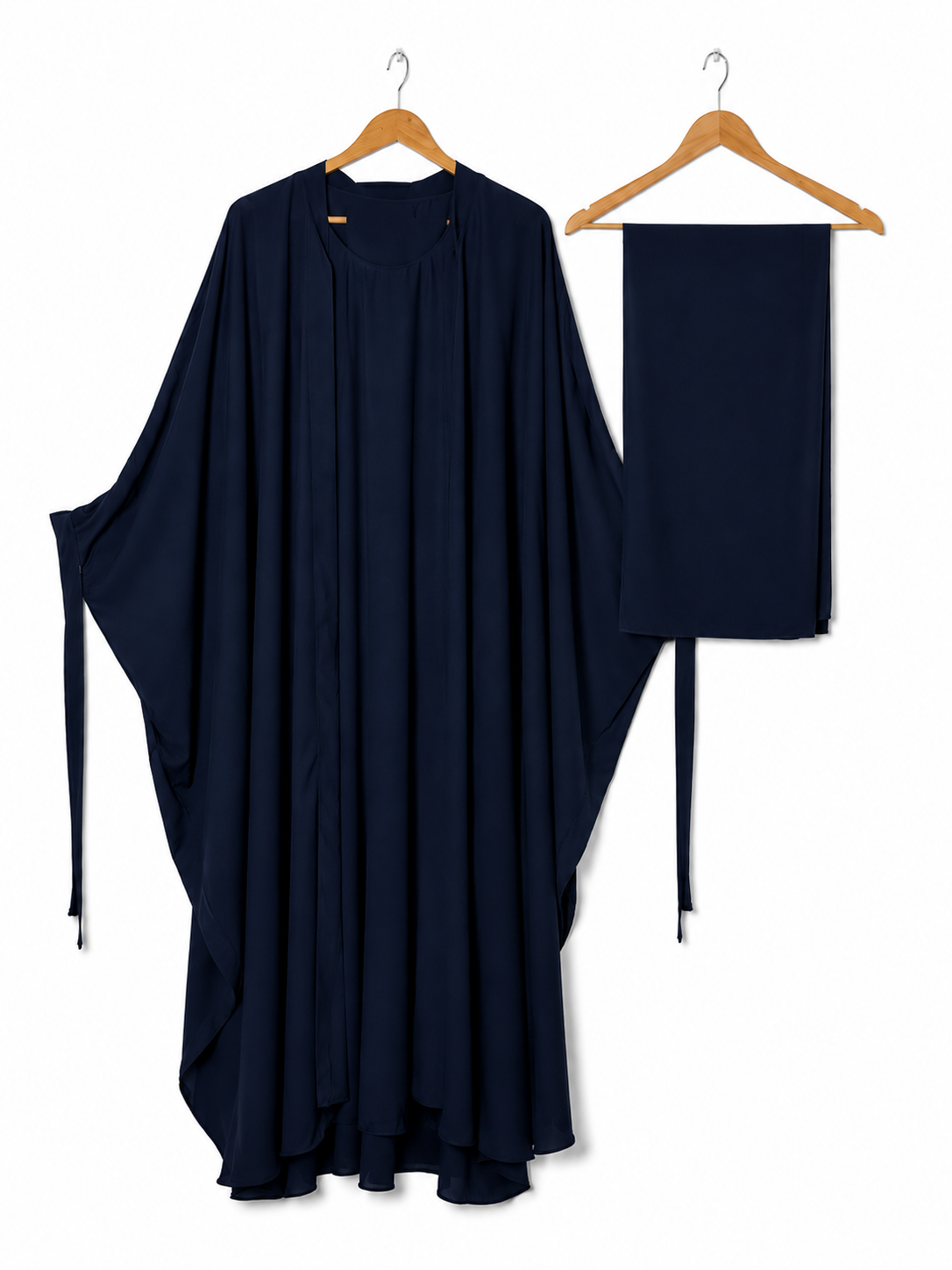 4 Piece Tie Caftan Abaya - Navy Blue