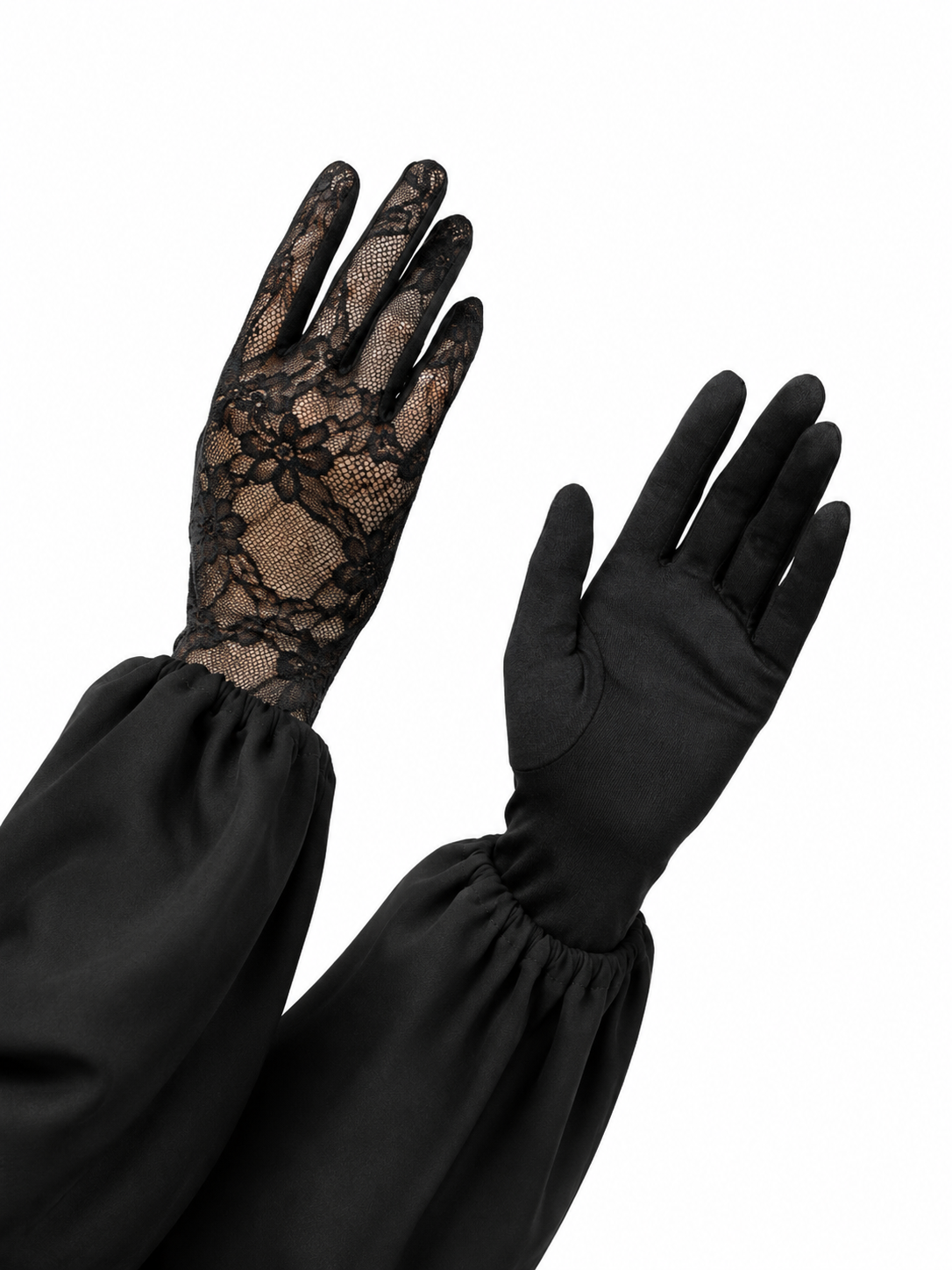 Floral Lace Net Gloves – Elegant Black Hand Cover
