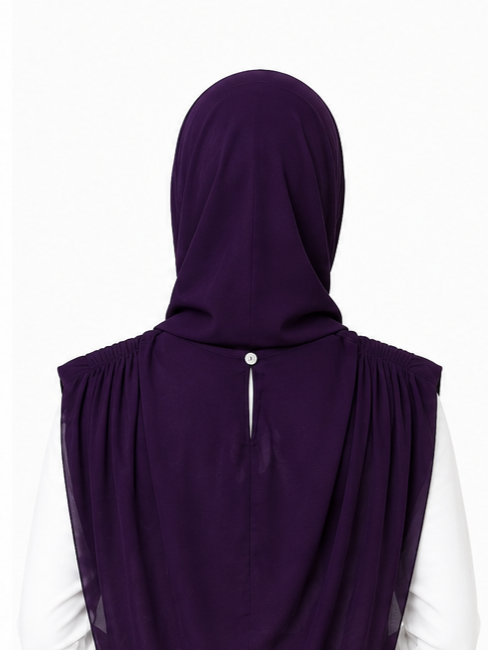 Extra Coverage Pleated Hijab Set – Purple