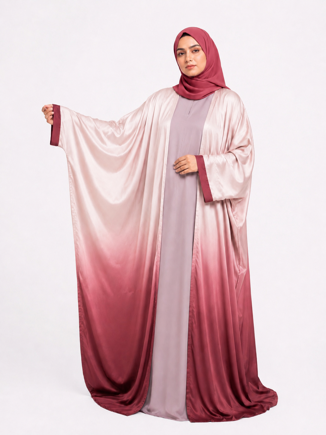 Ombre Baggy Abaya - Raspberry