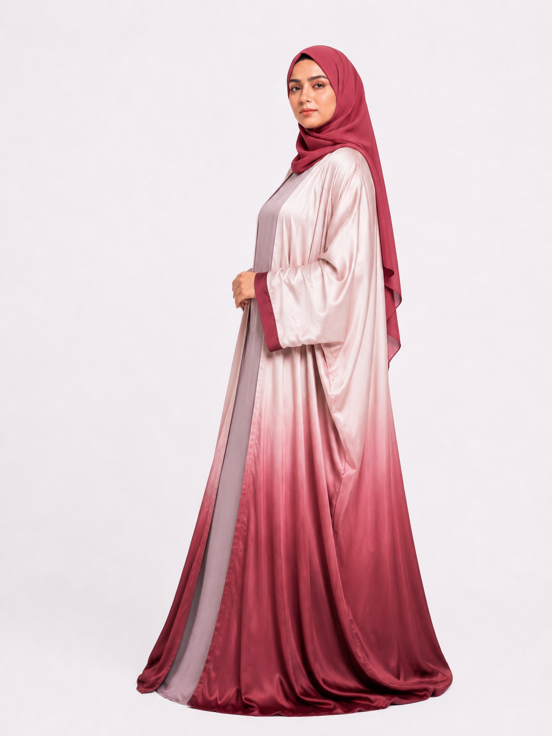 Ombre Baggy Abaya - Raspberry