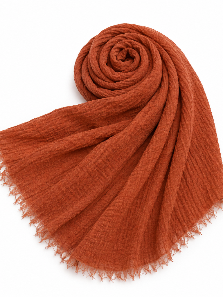 Crimped Hijab - Rust