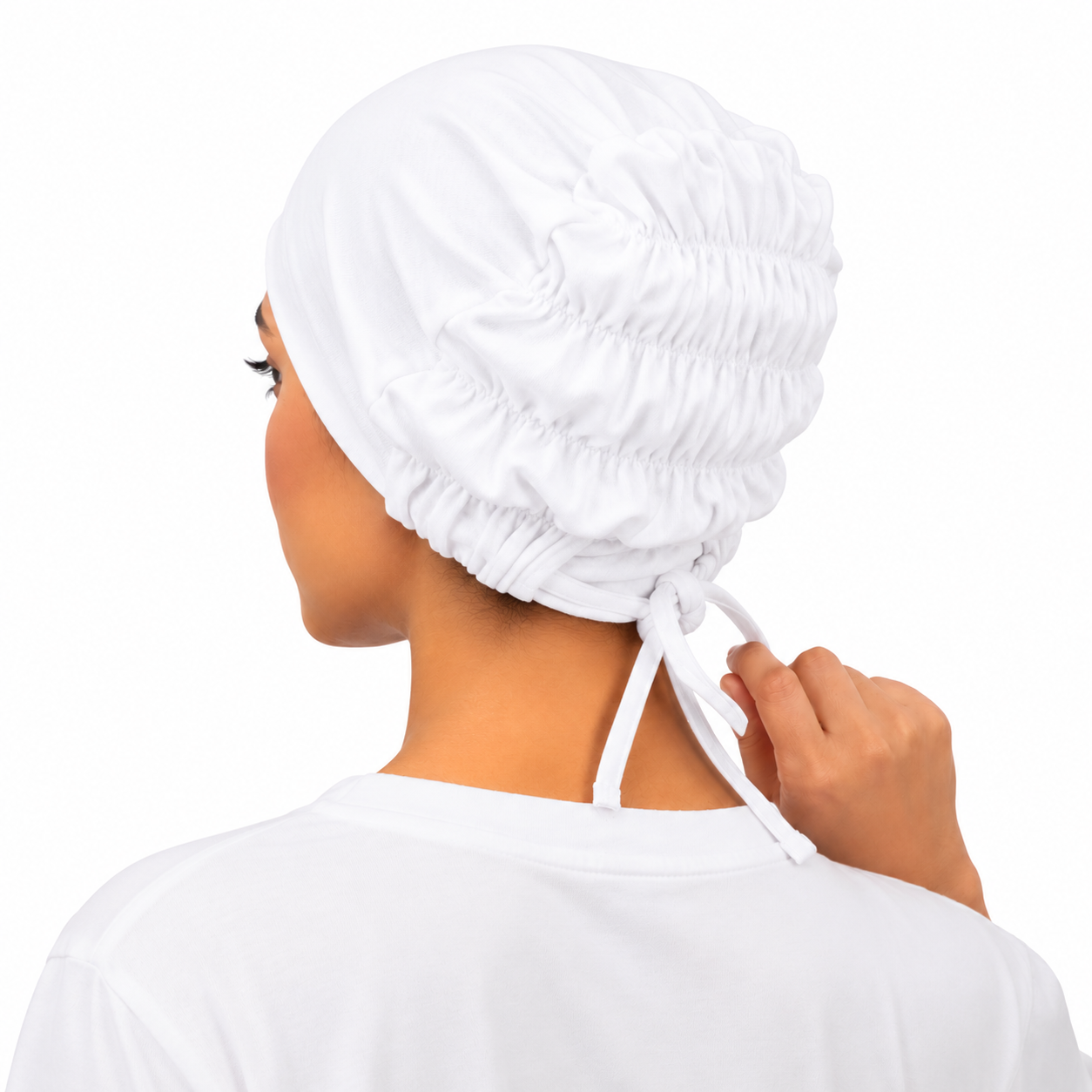 Pleated Cap – White
