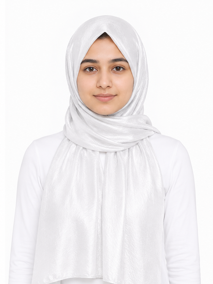 Crinkle Silk Hijab – White