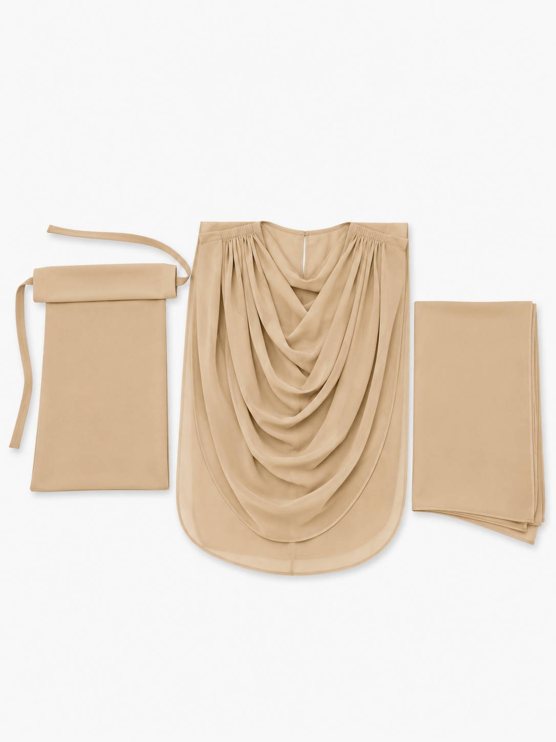 Extra Coverage Pleated Hijab Set – Skin