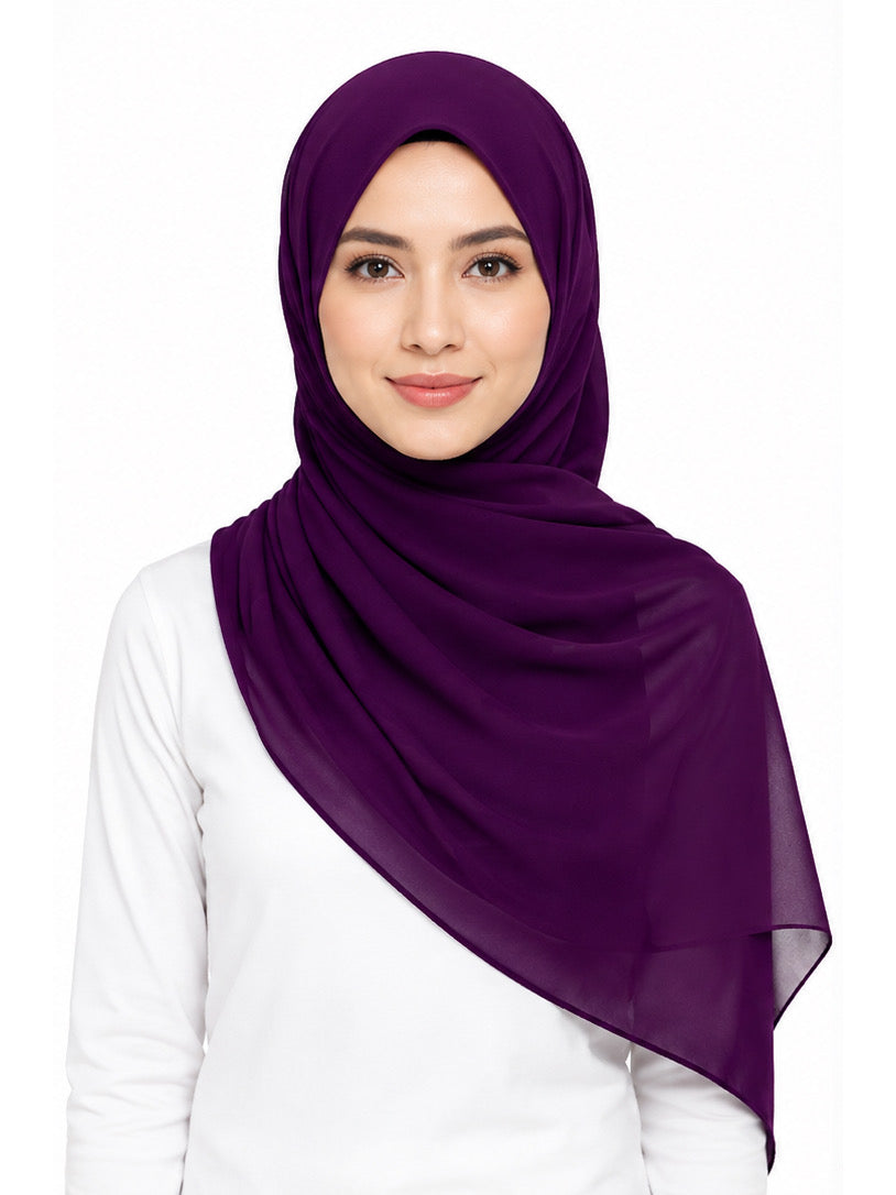 Dark Purple Georgette Hijab - Shade 7