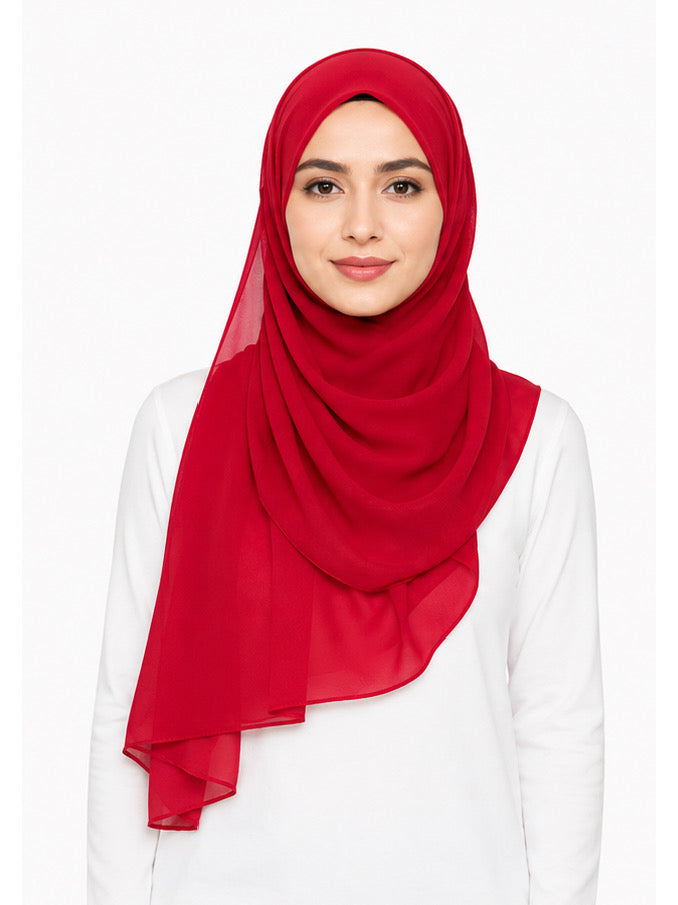 Red Georgette Hijab - Shade 1
