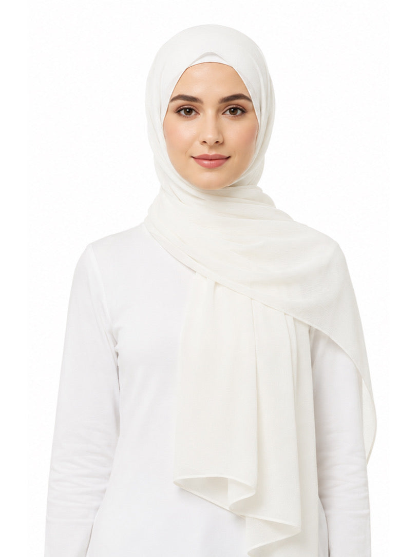 Milky White Georgette Hijab - Shade 26
