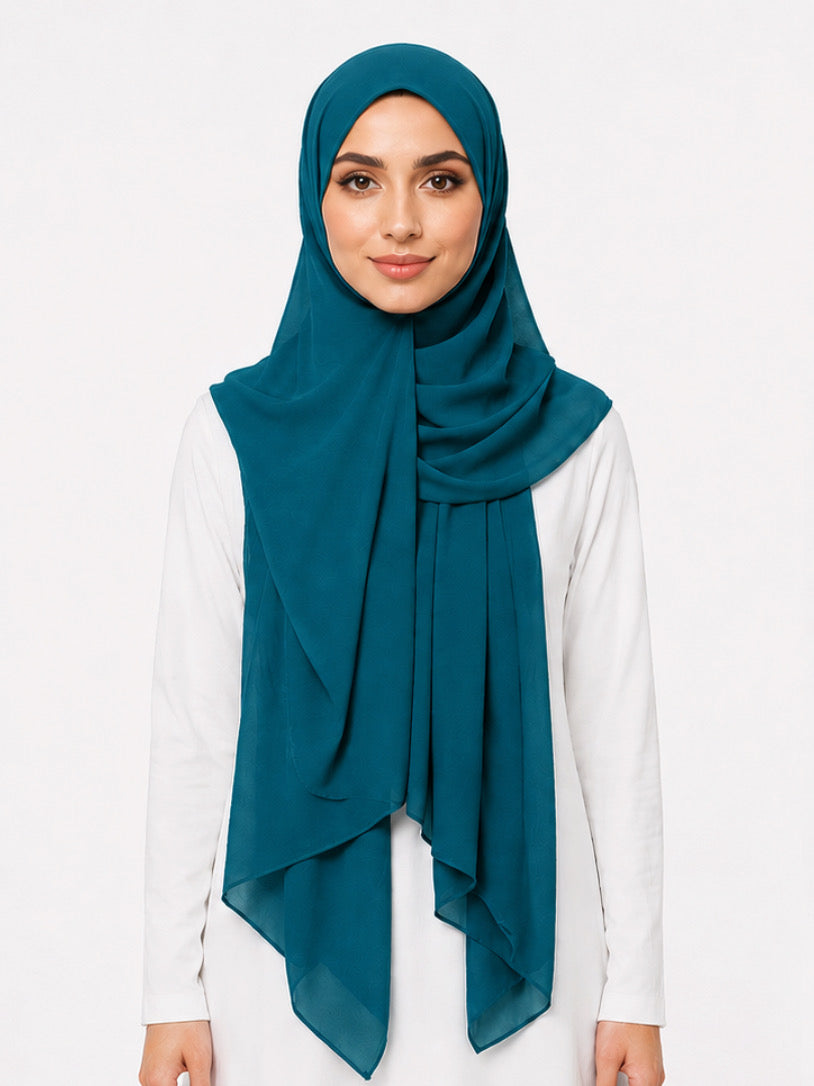 Teal Georgette Hijab - Shade 21