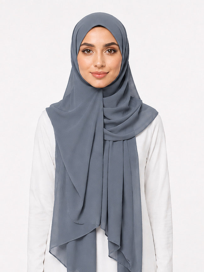 Slate Gray Georgette Hijab - Shade 73
