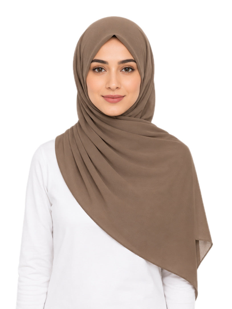 Taupe Brown Georgette Hijab - Shade 124