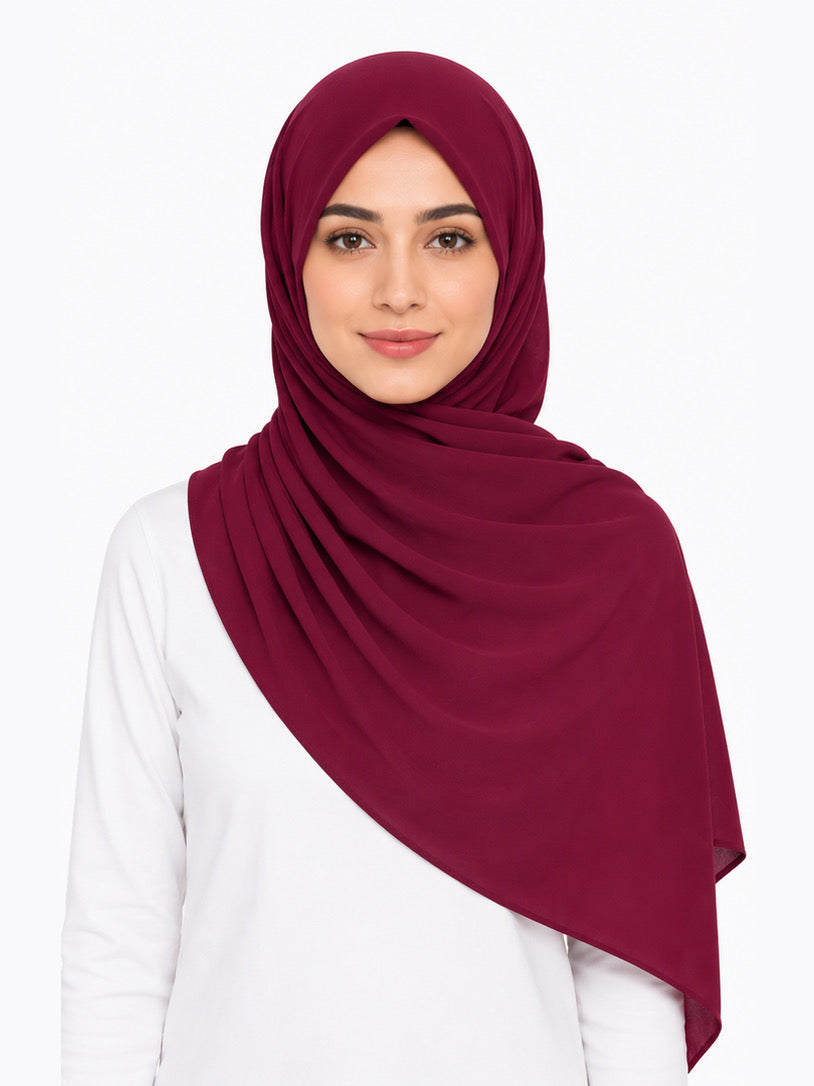 Dark Maroon Georgette Hijab - Shade 30