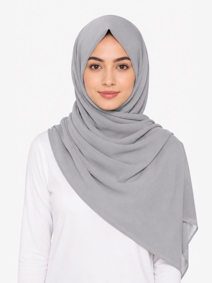 Silver Grey Georgette Hijab - Shade 71