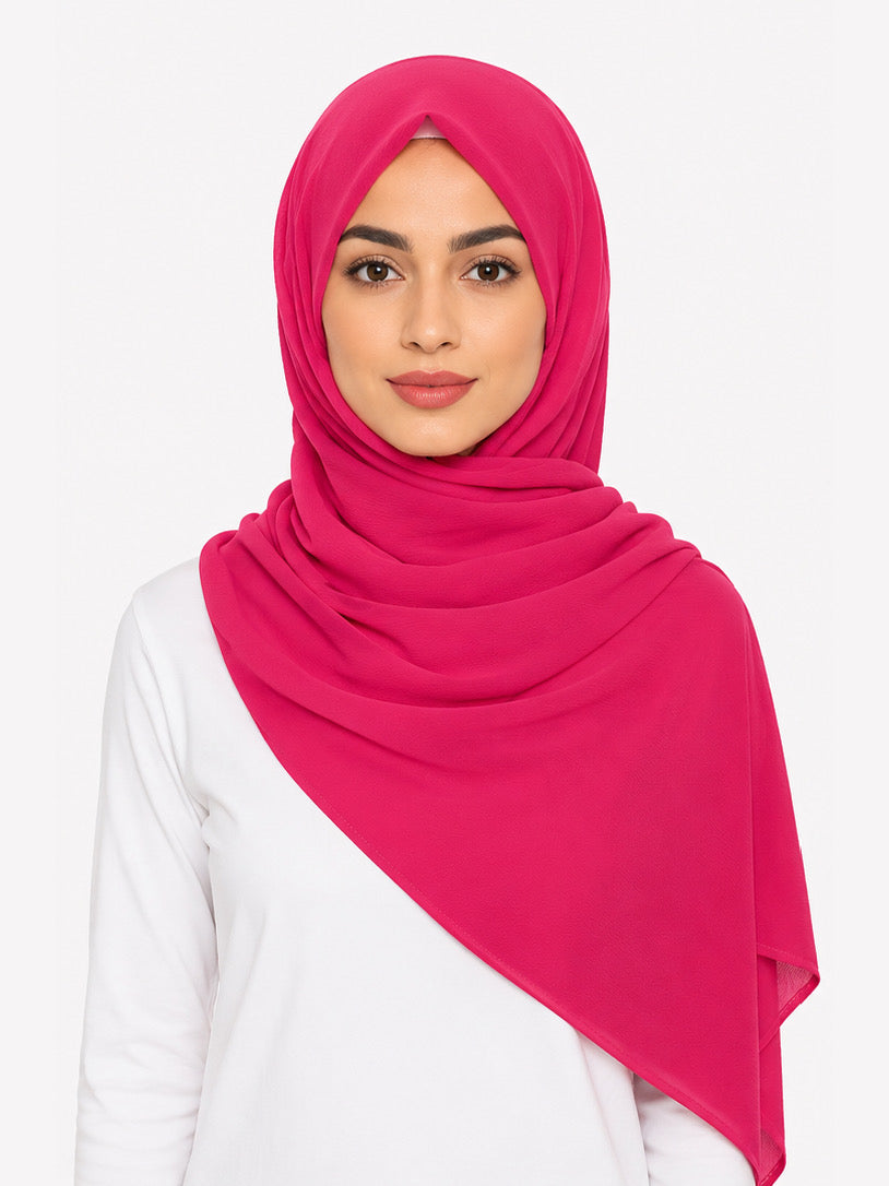 Raspberry Pink Georgette Hijab - Shade 6