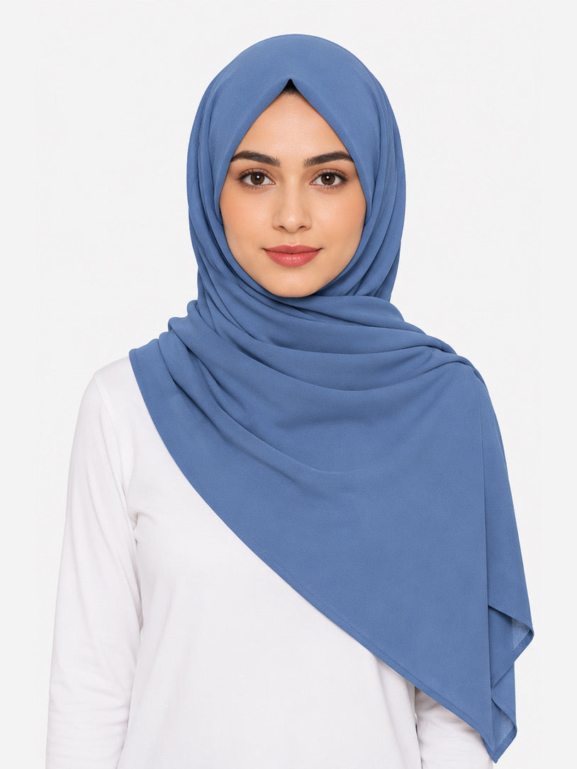 Steel Blue Georgette Hijab - Shade 86