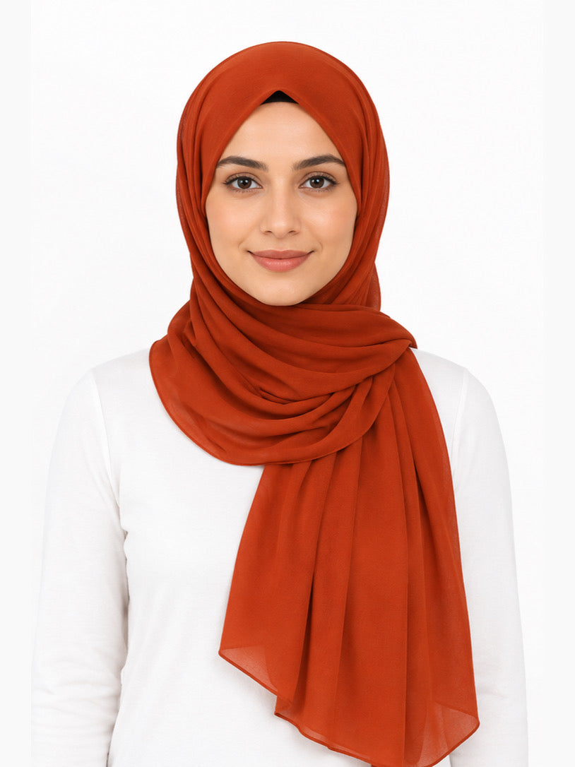 Rust Georgette Hijab - Shade 142
