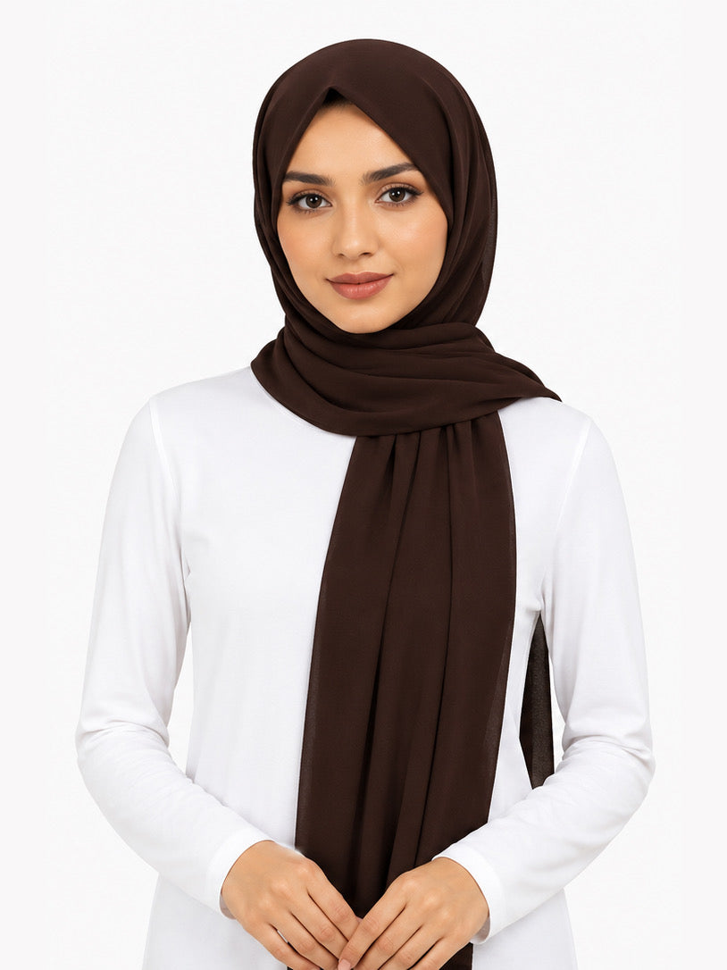 Chocolate Brown Georgette Hijab - Shade 12