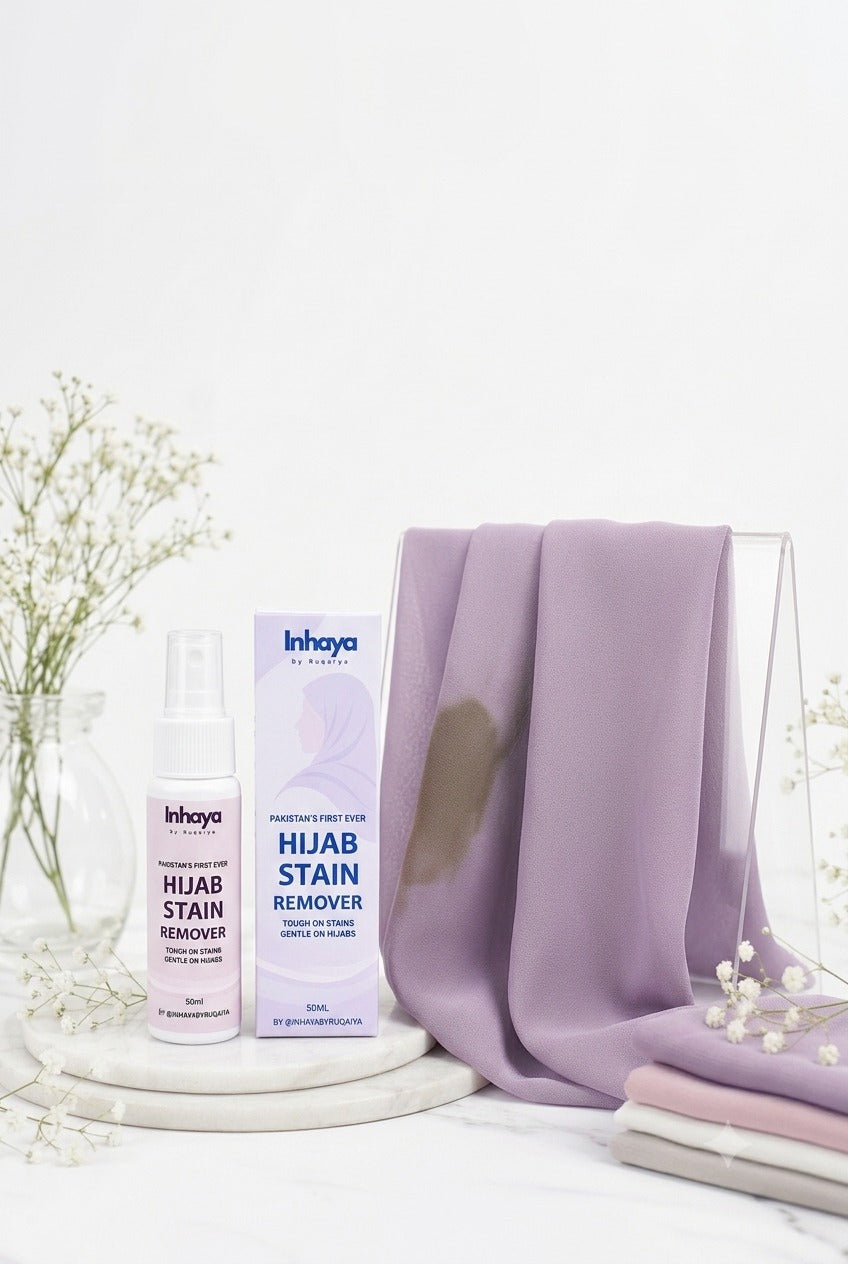 Before using Inhaya Hijab Stain Remover