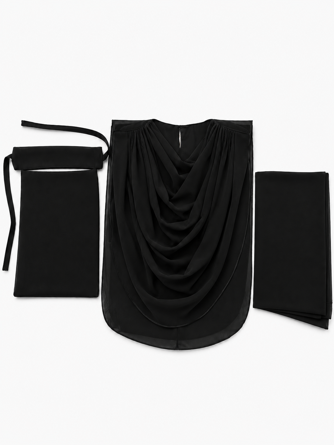 Extra Coverage Pleated Hijab Set – Black