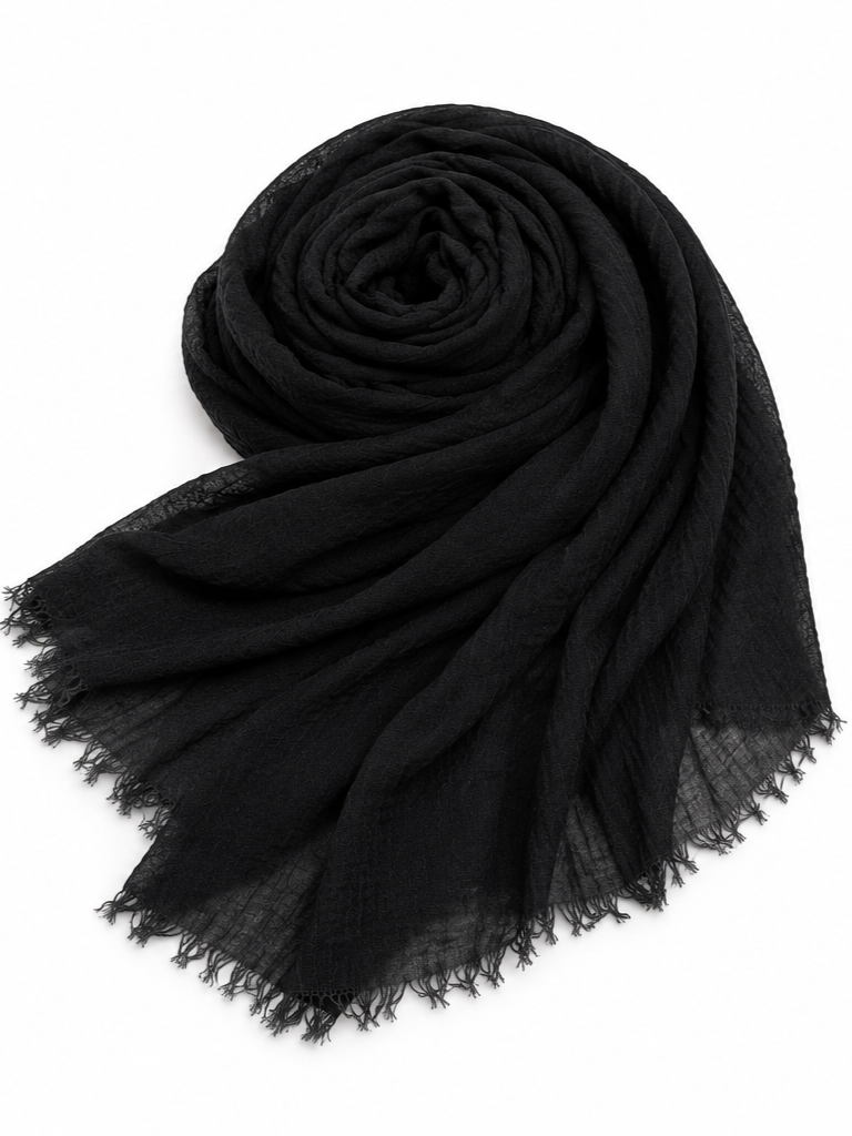Crimped Hijab - Black