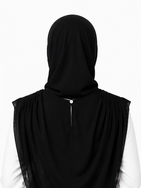 Extra Coverage Pleated Hijab Set – Black