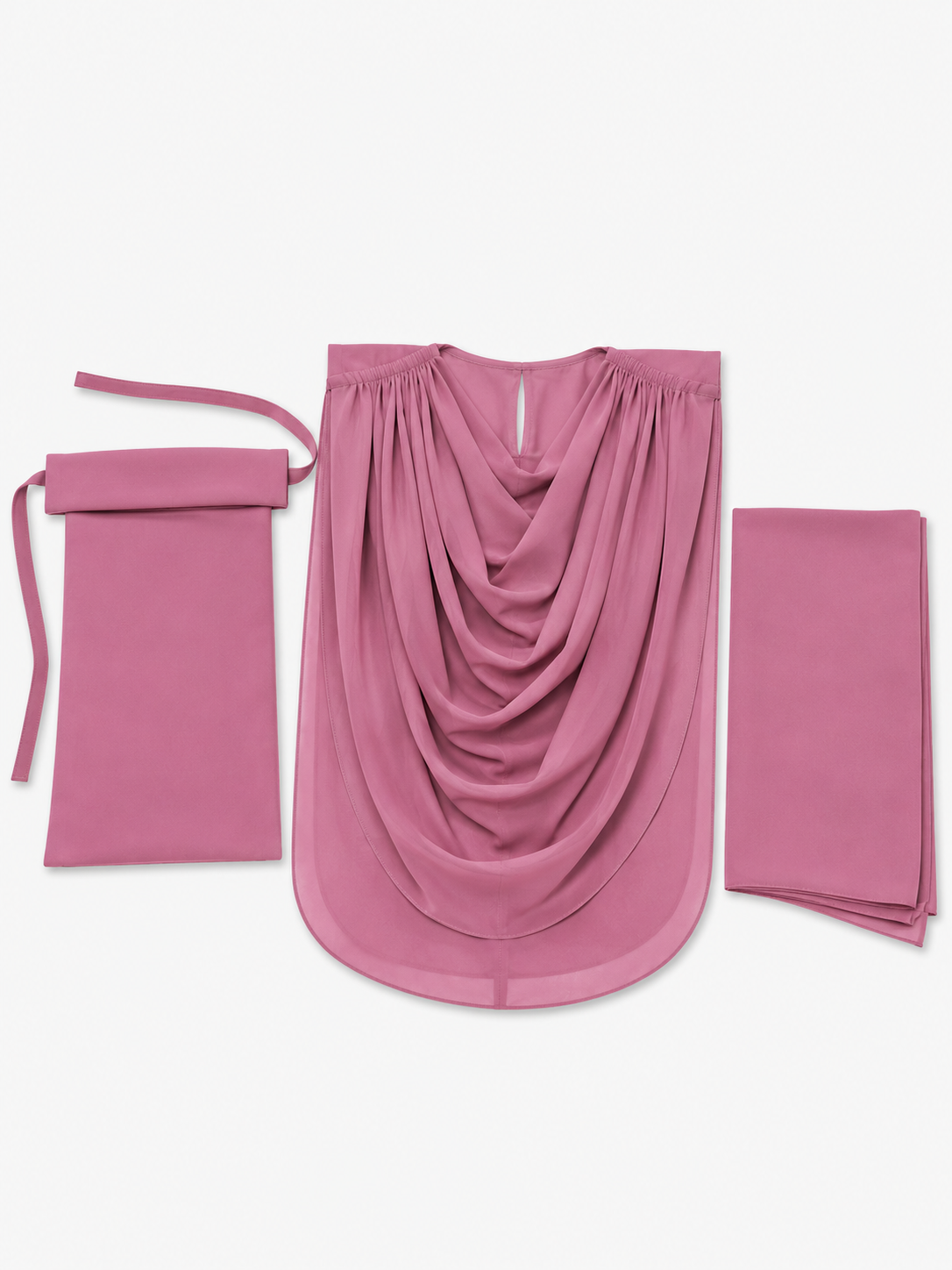 Extra Coverage Pleated Hijab Set – Blush Pink