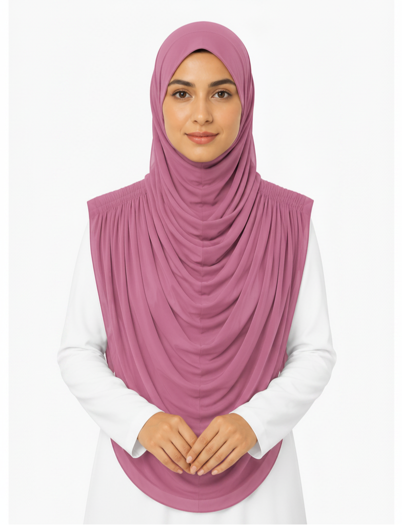 Extra Coverage Pleated Hijab Set – Blush Pink
