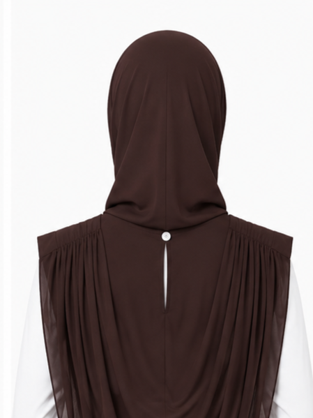 Extra Coverage Pleated Hijab Set – Brown