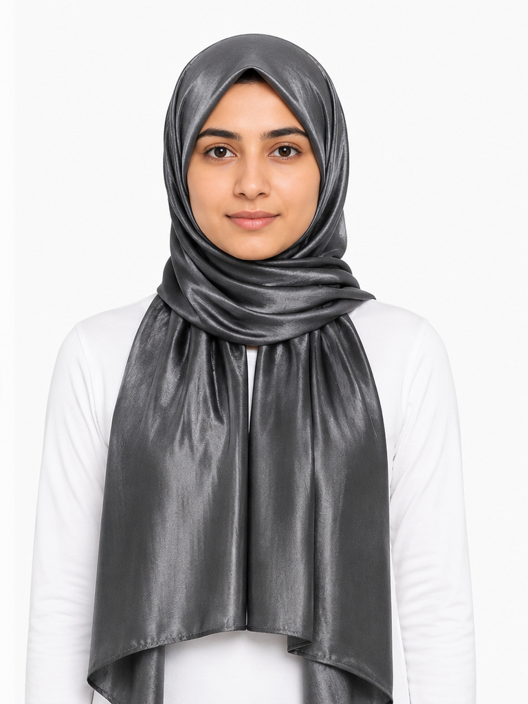 Crinkle Silk Hijab – Coal Grey