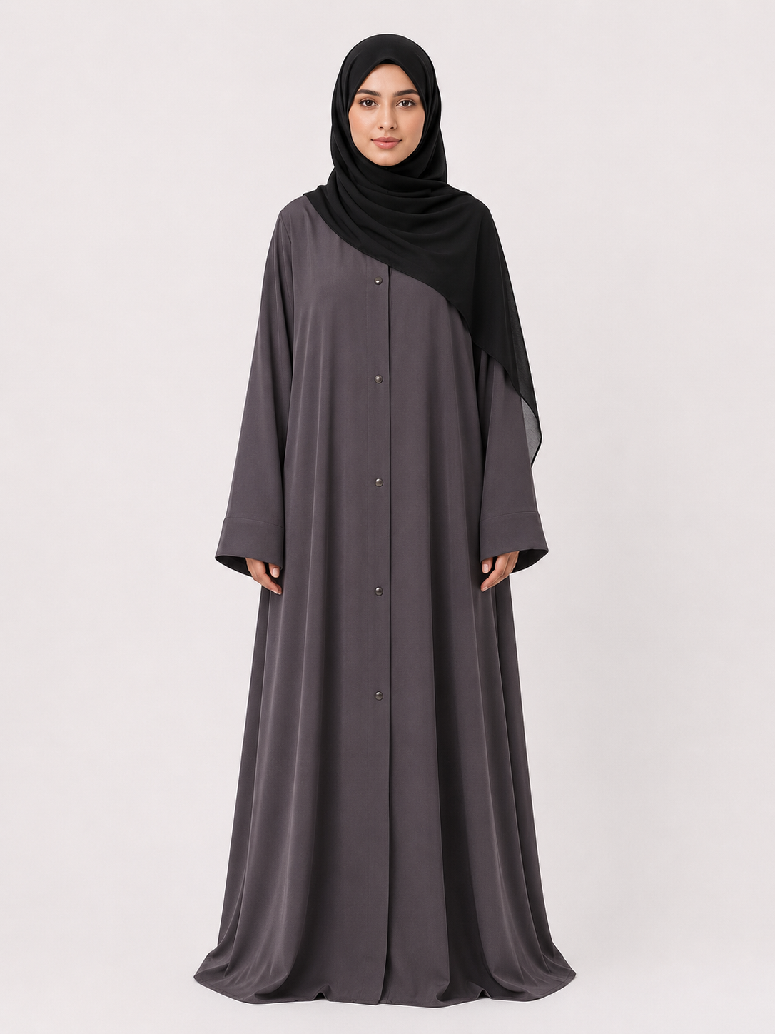 Korean Shiny Nida Abaya - Coal Grey